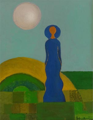 Ostanki lanenega platna lesenih kroglic in žice z ročno poslikavo na torbi z imenom Sončna Masajka