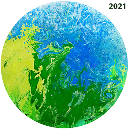 Pangea 2. Tekoče akrilne barve na les