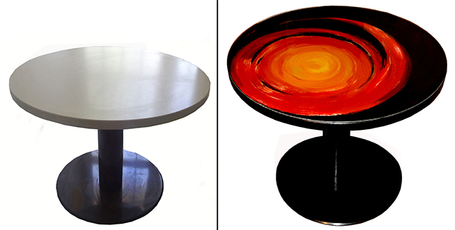 Serija slik Steklena spirala. Steklo na les (premer: 33cm) Rogatec, junij 2015