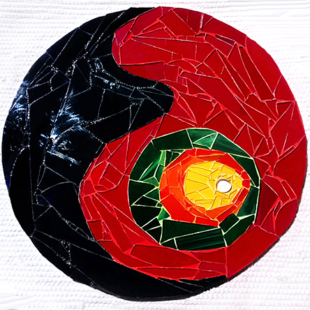 Serija slik Steklena spirala. Steklo na les (premer: 40cm) Začetek, junij 2015